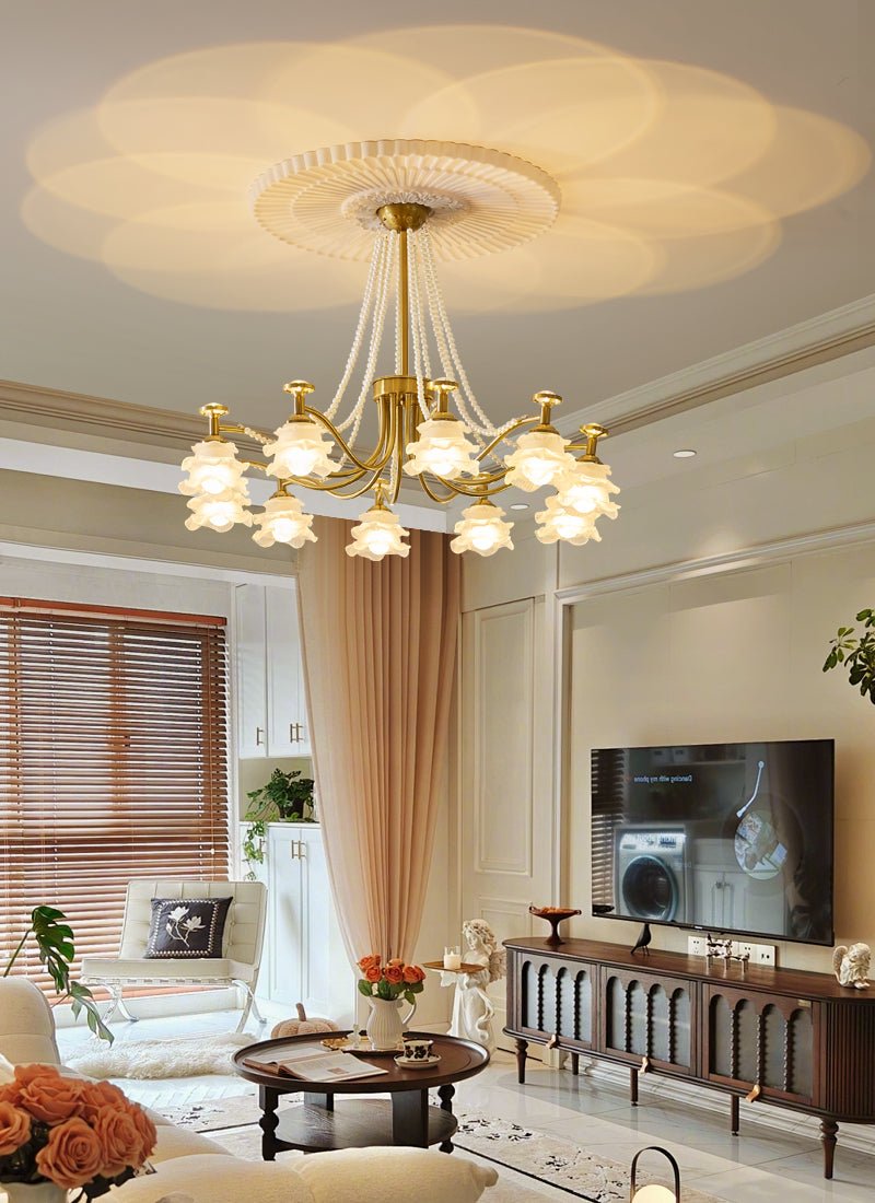 Cotalisra Premium Elegance Rose Glass Chandelier-Neutral Decor