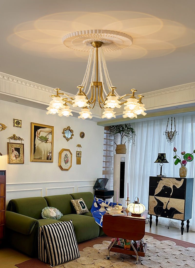 Cotalisra Premium Elegance Rose Glass Chandelier-Neutral Decor