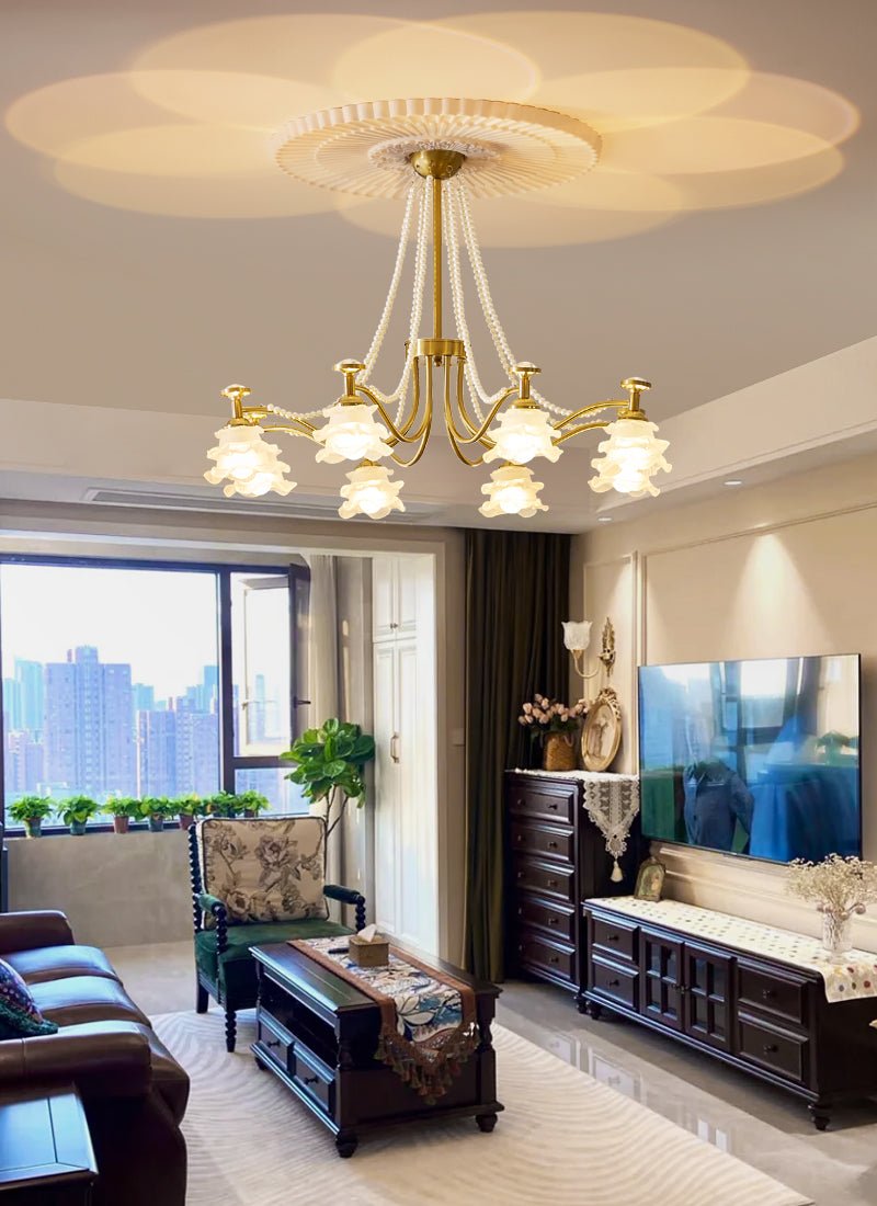 Cotalisra Premium Elegance Rose Glass Chandelier-Neutral Decor