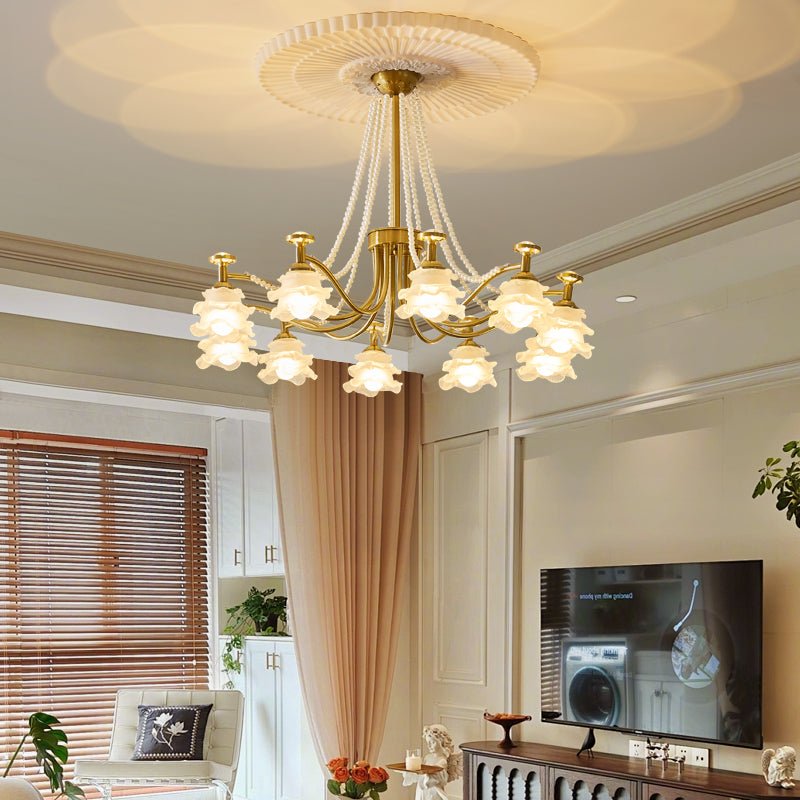 Cotalisra Premium Elegance Rose Glass Chandelier-Neutral Decor