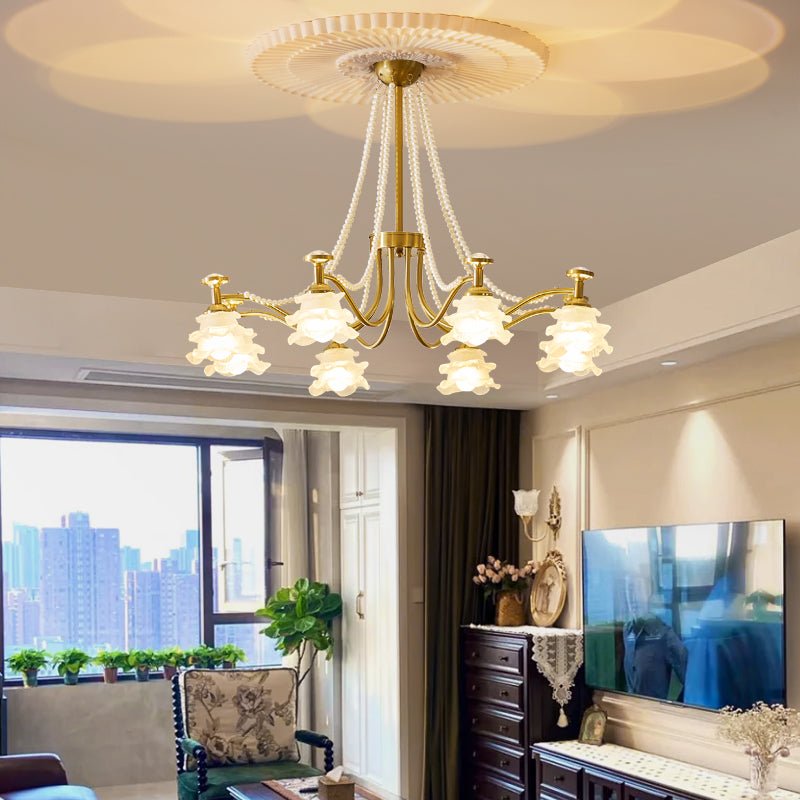 Cotalisra Premium Elegance Rose Glass Chandelier-Neutral Decor