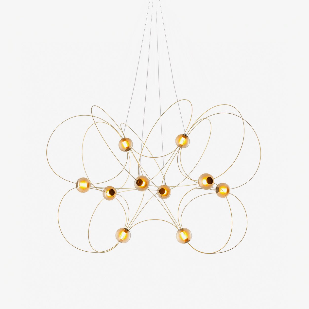 Amber Glass Orb Loop Chandelier-Neutral Decor
