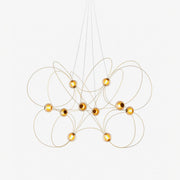 Amber Glass Orb Loop Chandelier-Neutral Decor