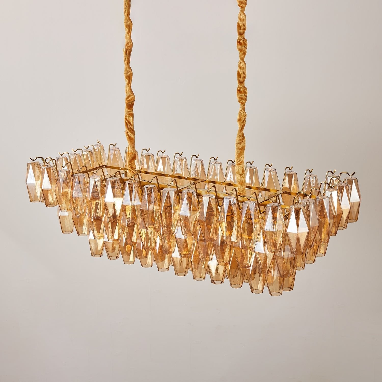 Aurora Chandelier Amber Prism Glass Rectangular Layered-Neutral Decor