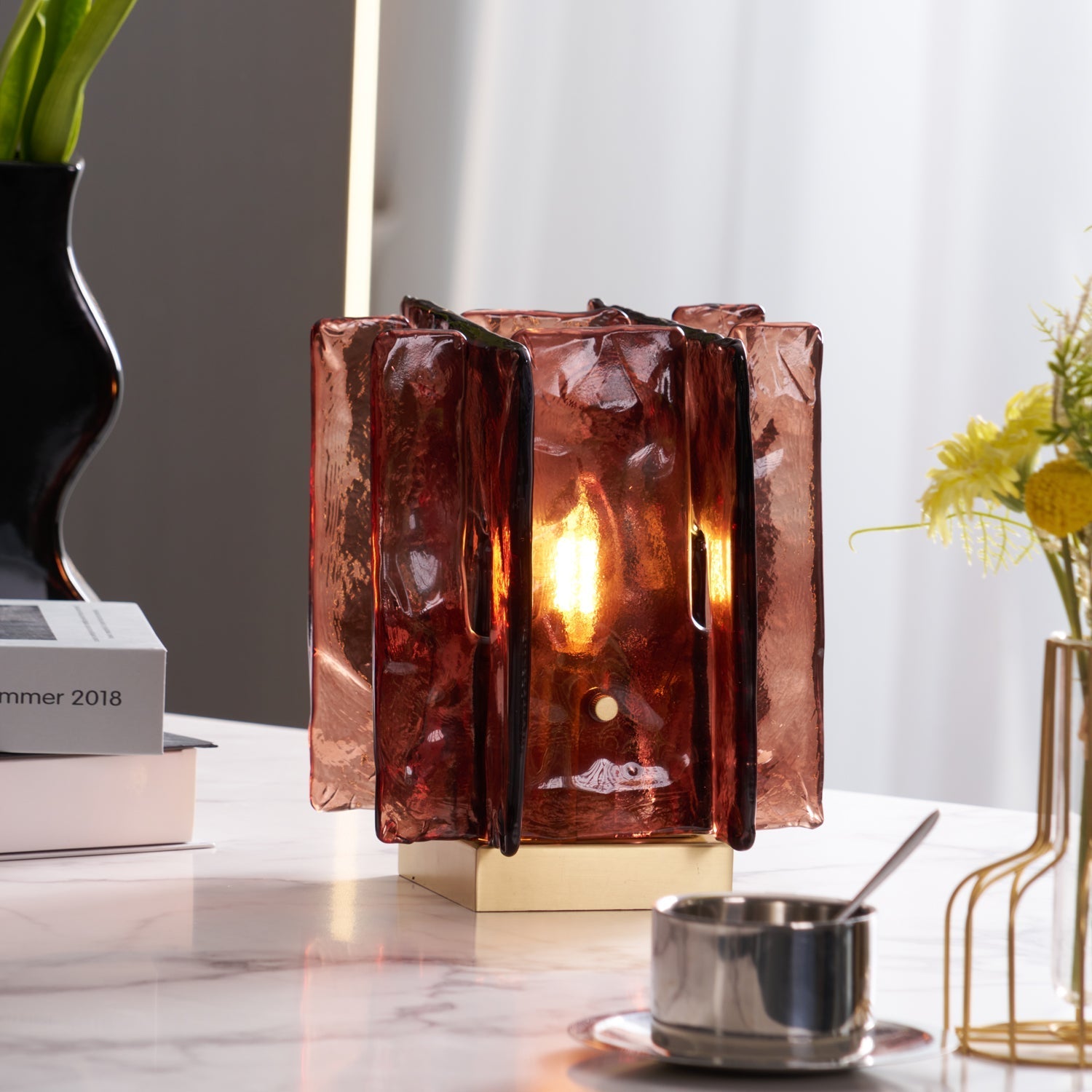 Avlaear Artisan Glass Desk Lamp-Neutral Decor