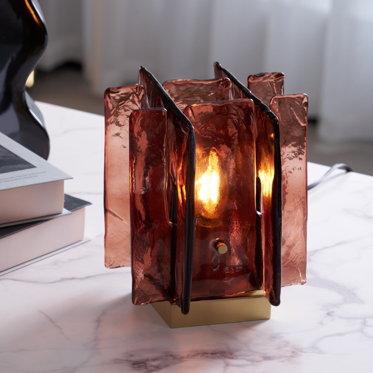 Avlaear Artisan Glass Desk Lamp-Neutral Decor