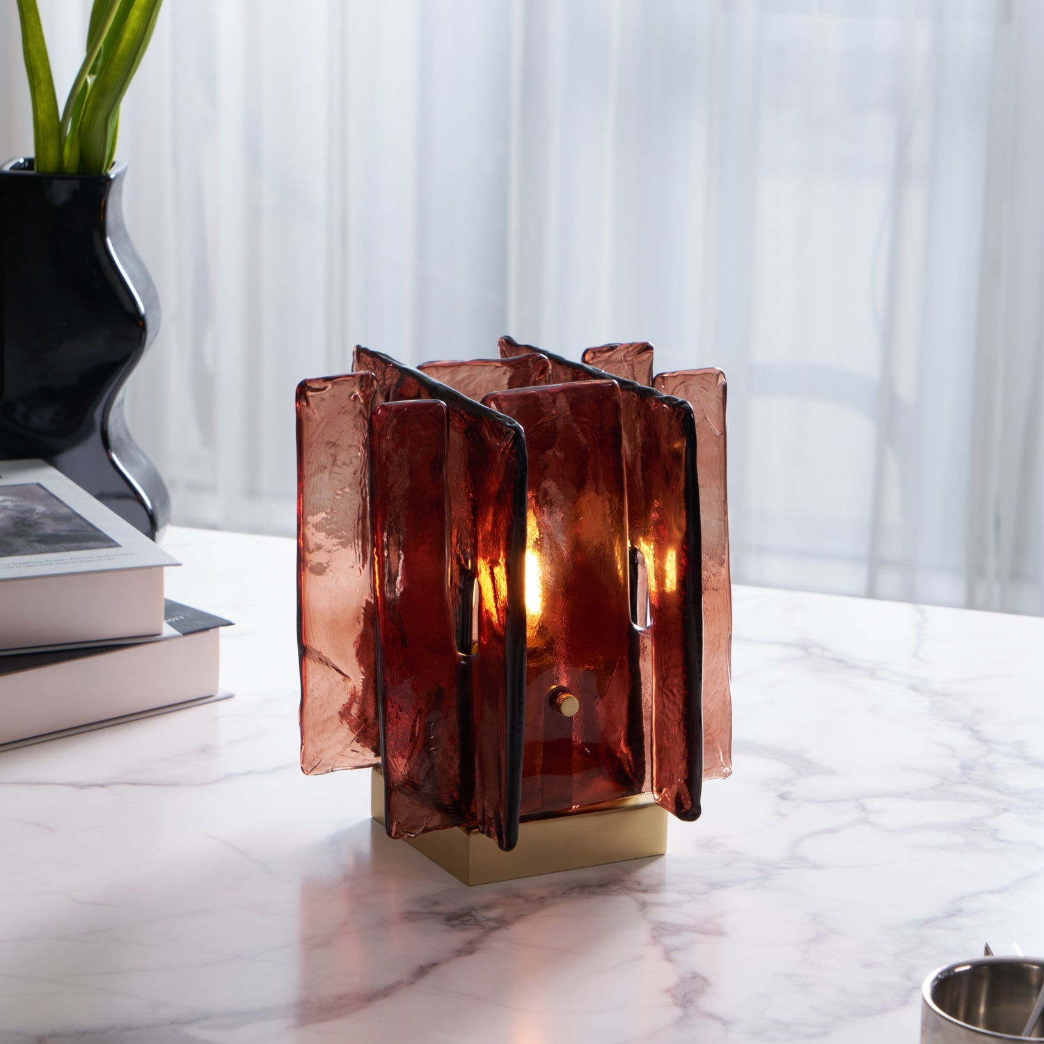 Avlaear Artisan Glass Desk Lamp-Neutral Decor
