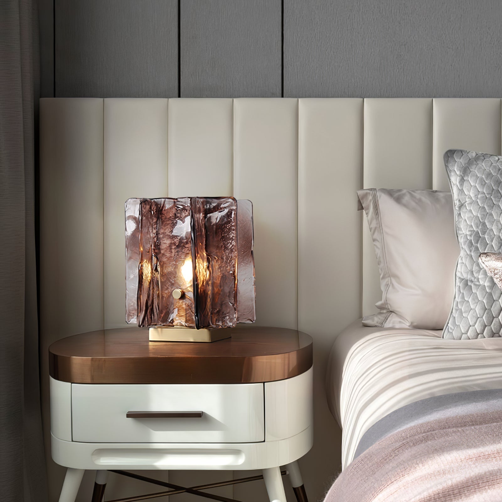Avlaear Artisan Glass Desk Lamp-Neutral Decor