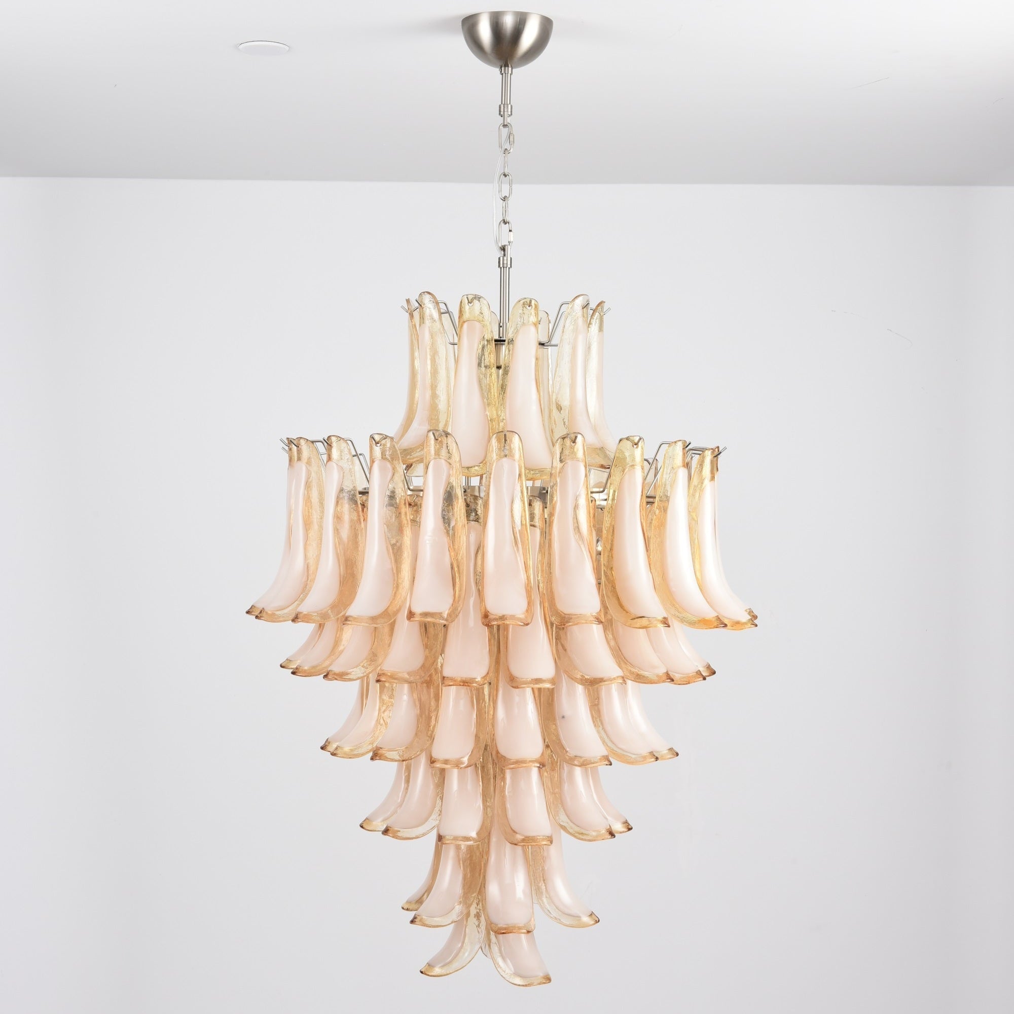Aurora Chandelier Amber Murano Glass Petal Layered Luxury-Neutral Decor