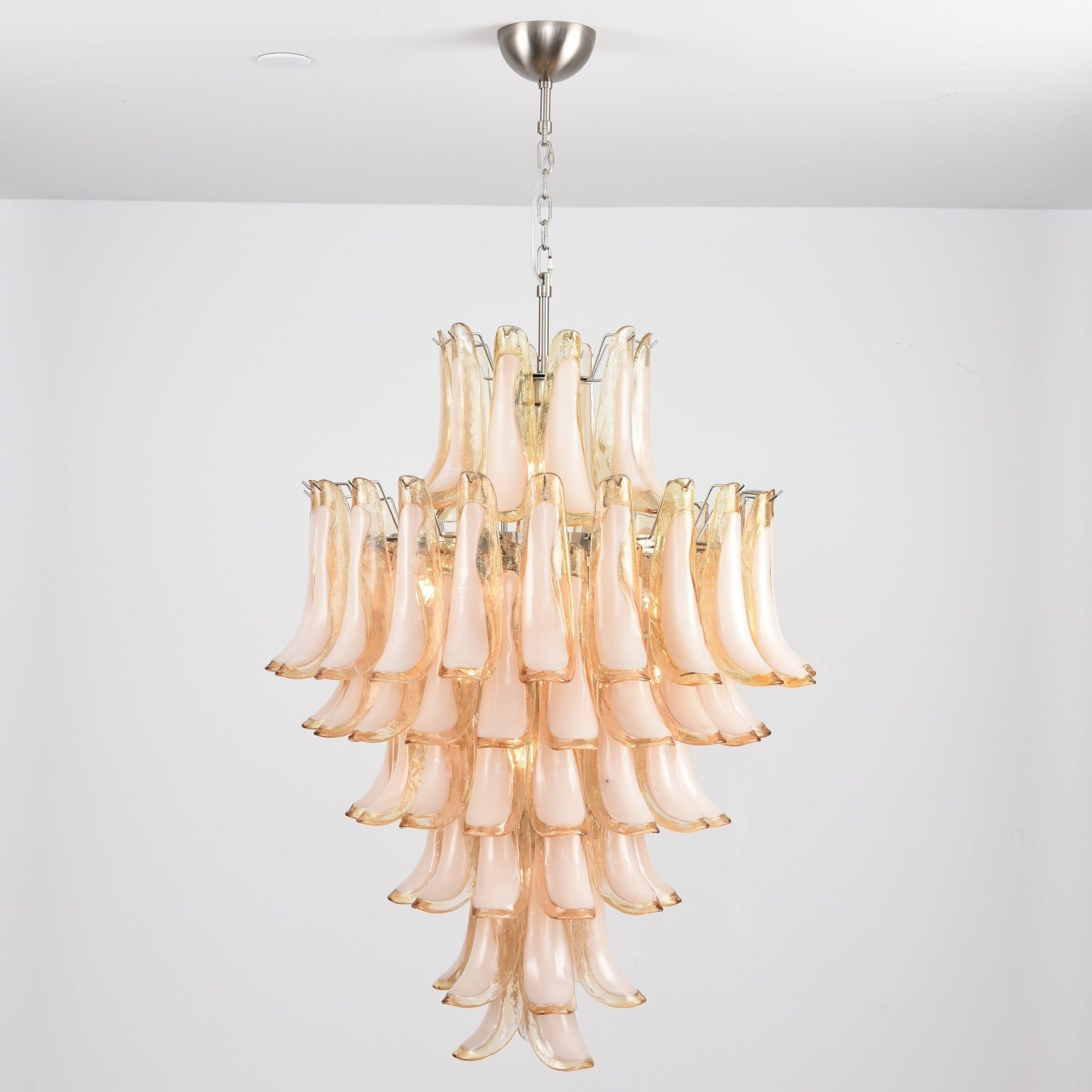 Aurora Chandelier Amber Murano Glass Petal Layered Luxury-Neutral Decor