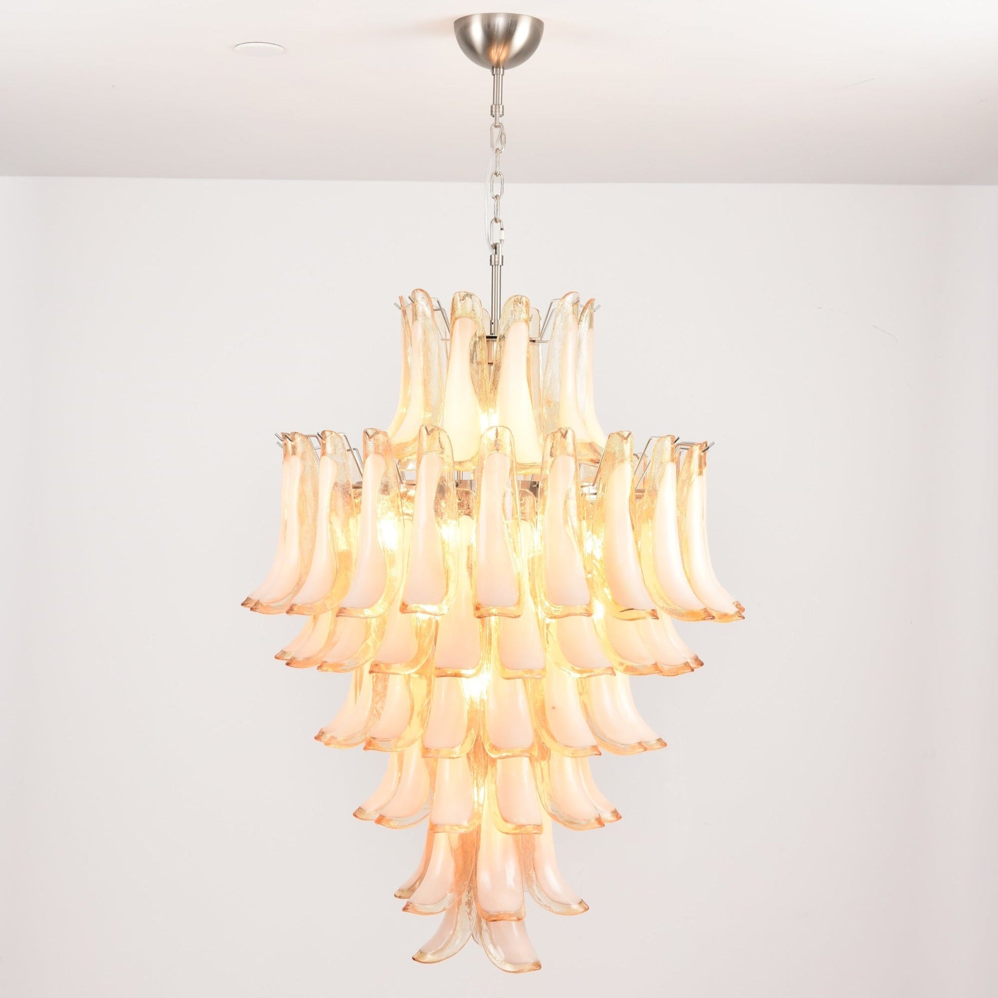 Aurora Chandelier Amber Murano Glass Petal Layered Luxury-Neutral Decor