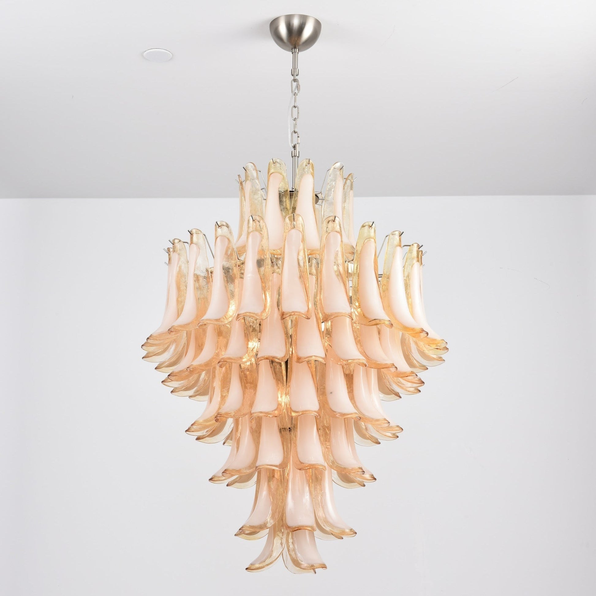 Aurora Chandelier Amber Murano Glass Petal Layered Luxury-Neutral Decor