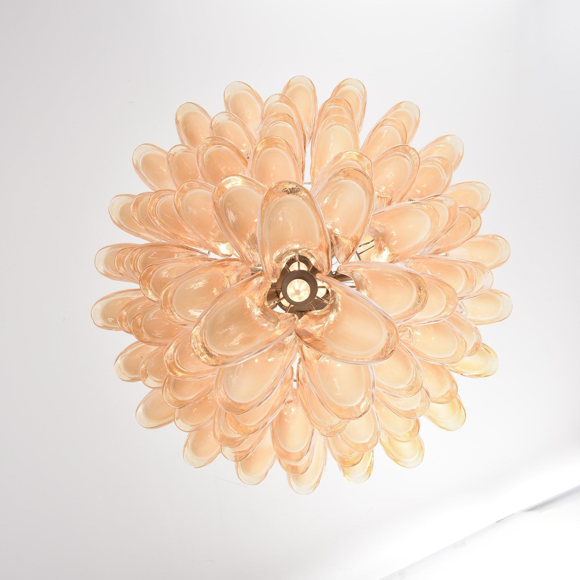 Aurora Chandelier Amber Murano Glass Petal Layered Luxury-Neutral Decor