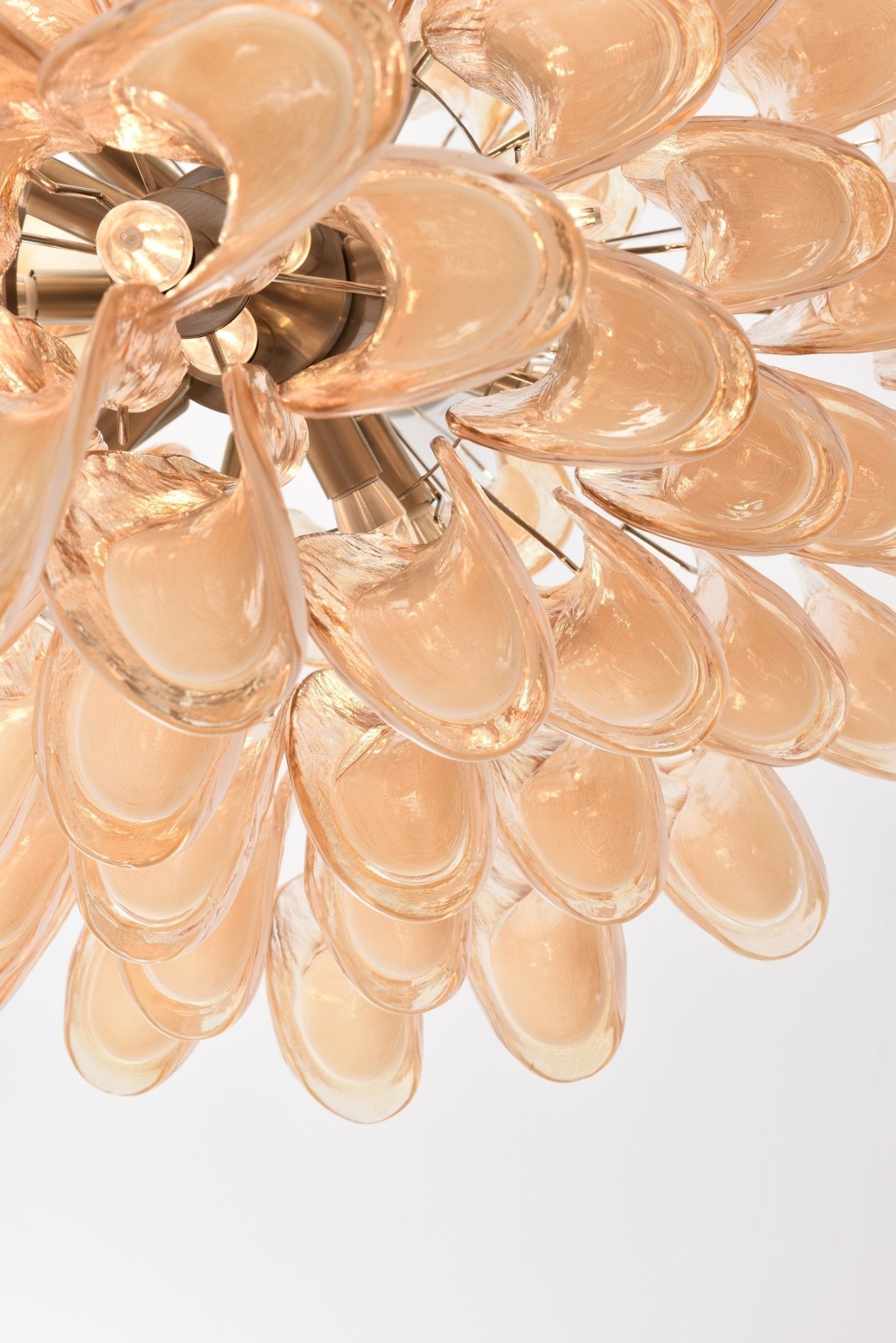 Aurora Chandelier Amber Murano Glass Petal Layered Luxury-Neutral Decor