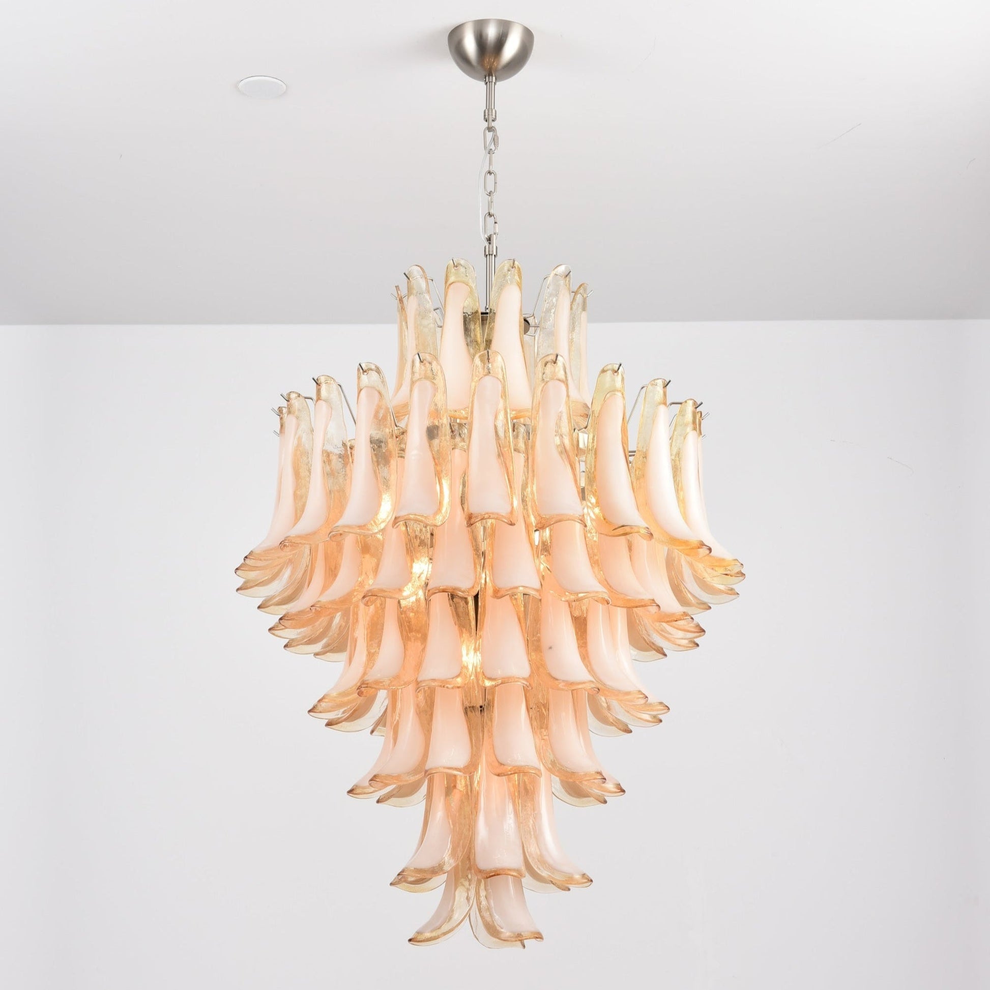 Aurora Chandelier Amber Murano Glass Petal Layered Luxury-Neutral Decor