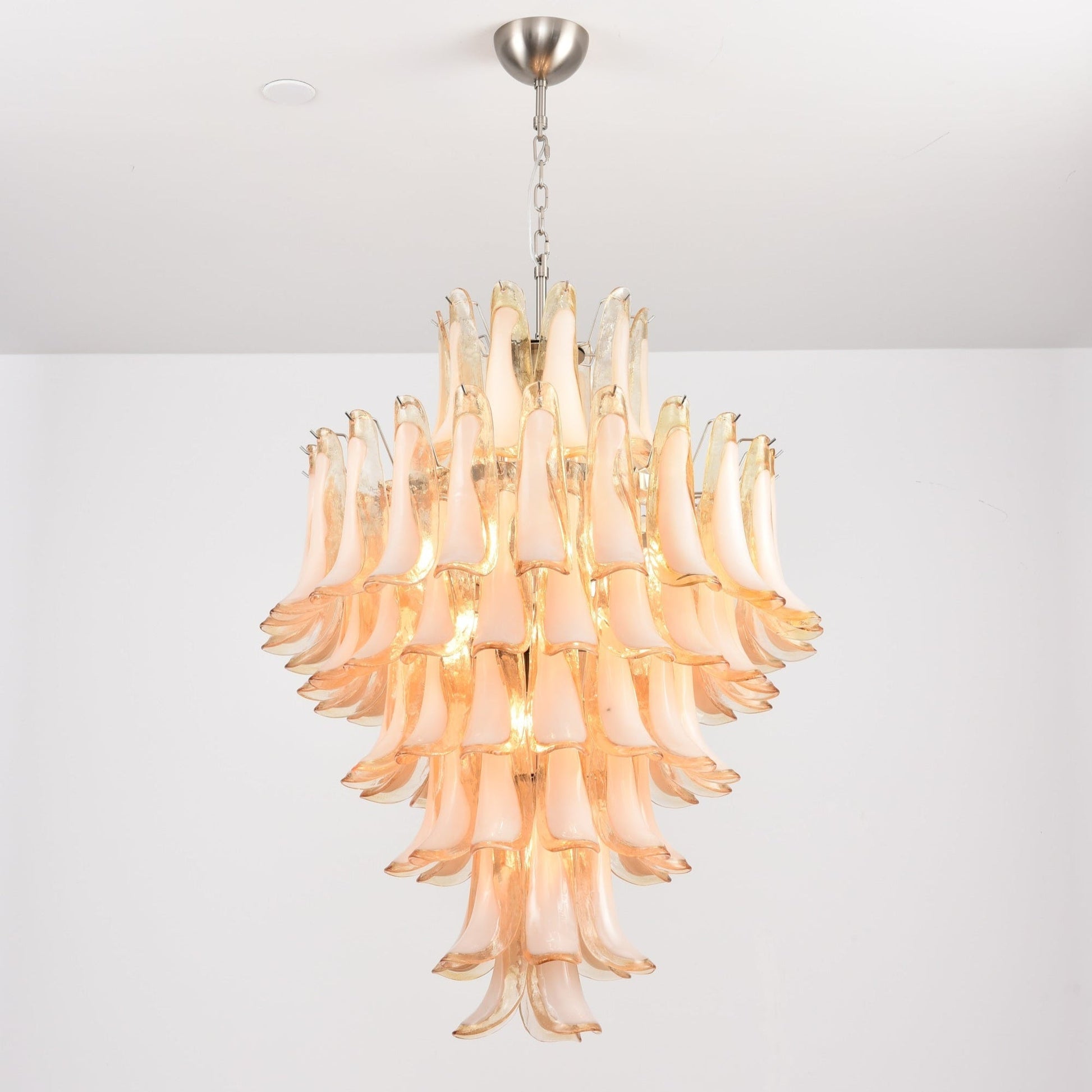 Aurora Chandelier Amber Murano Glass Petal Layered Luxury-Neutral Decor