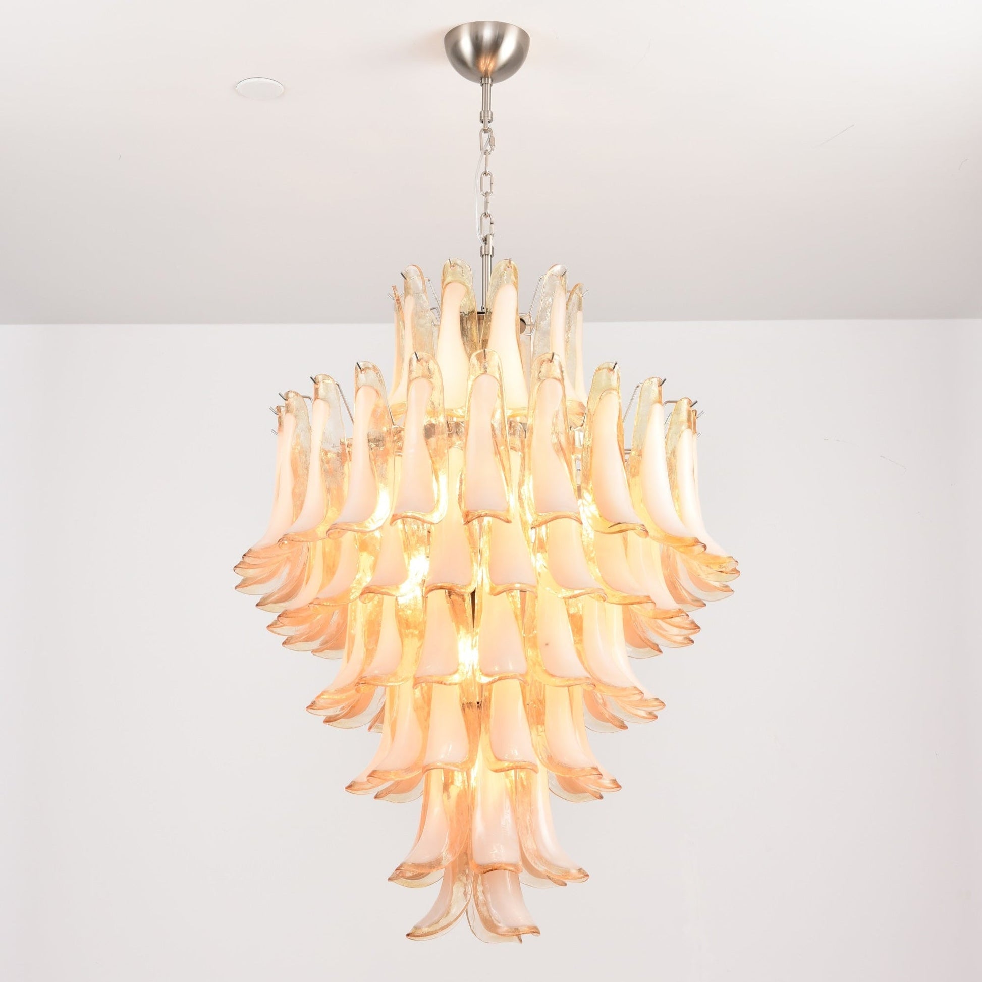 Aurora Chandelier Amber Murano Glass Petal Layered Luxury-Neutral Decor