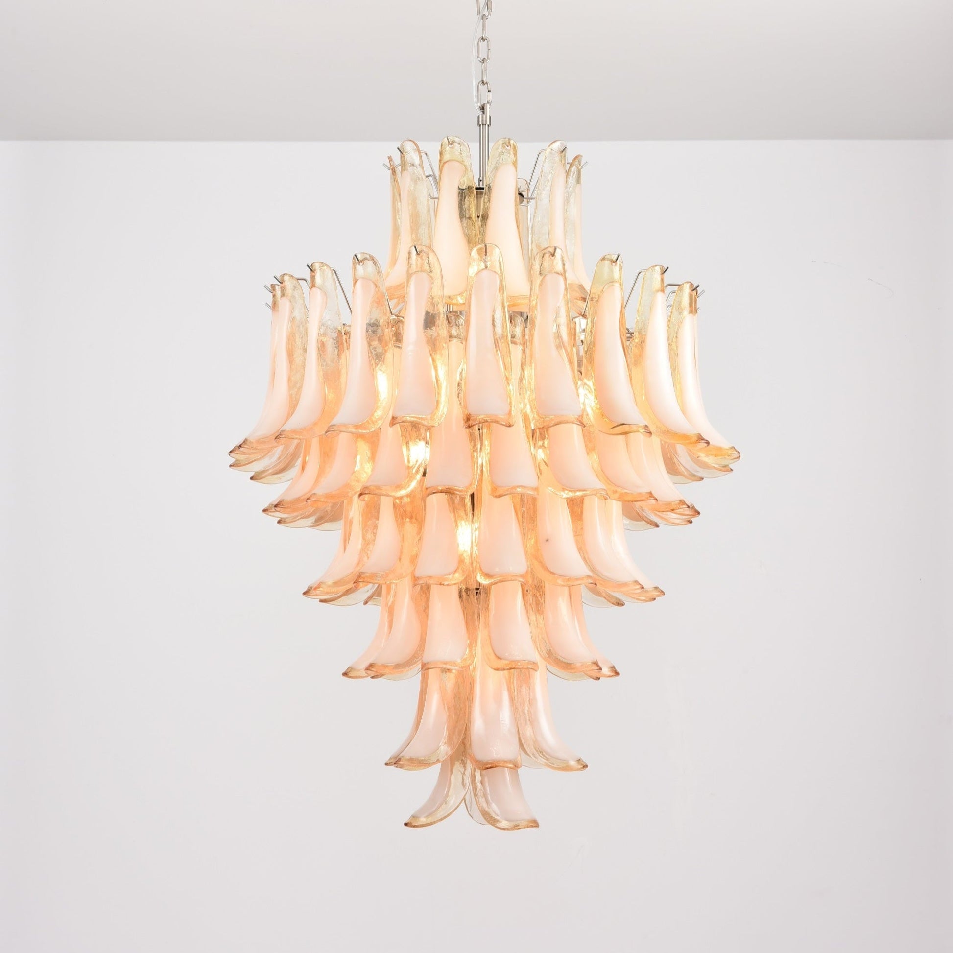 Aurora Chandelier Amber Murano Glass Petal Layered Luxury-Neutral Decor