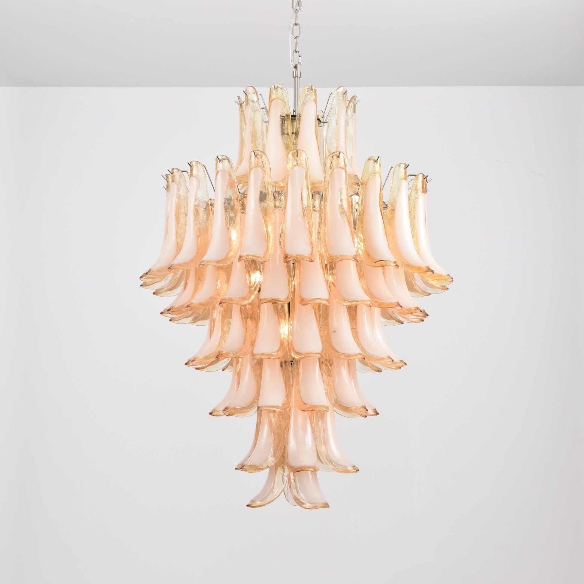 Aurora Chandelier Amber Murano Glass Petal Layered Luxury-Neutral Decor