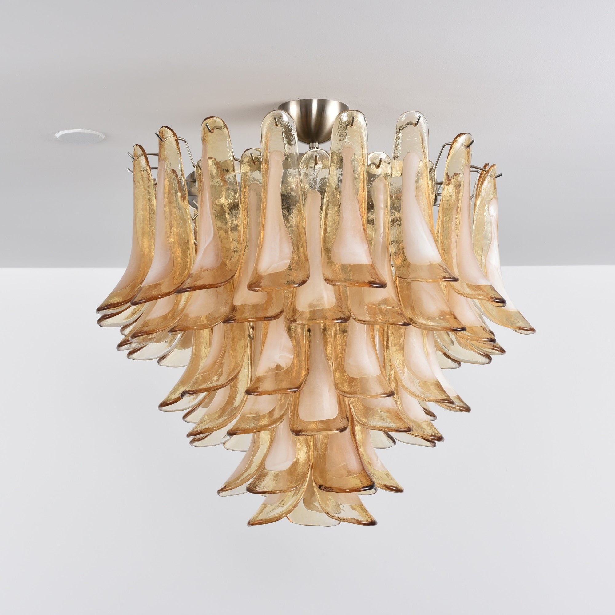 Aurora Ceiling Lamp Amber Petal Glass Layered Vintage-Neutral Decor