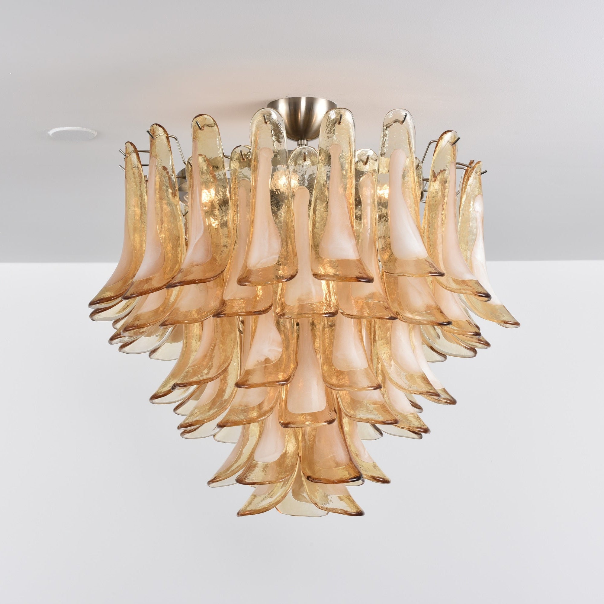 Aurora Ceiling Lamp Amber Petal Glass Layered Vintage-Neutral Decor