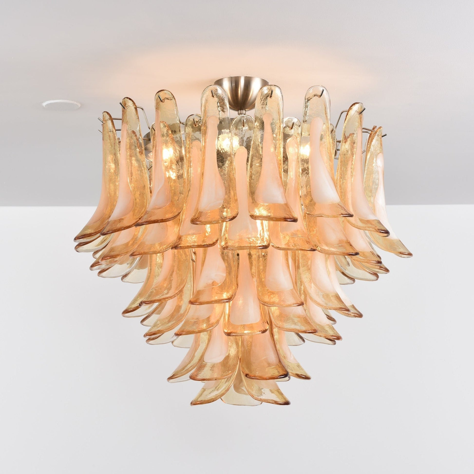 Aurora Ceiling Lamp Amber Petal Glass Layered Vintage-Neutral Decor