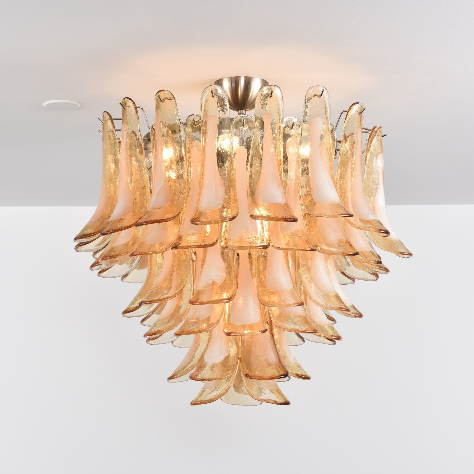 Aurora Ceiling Lamp Amber Petal Glass Layered Vintage-Neutral Decor