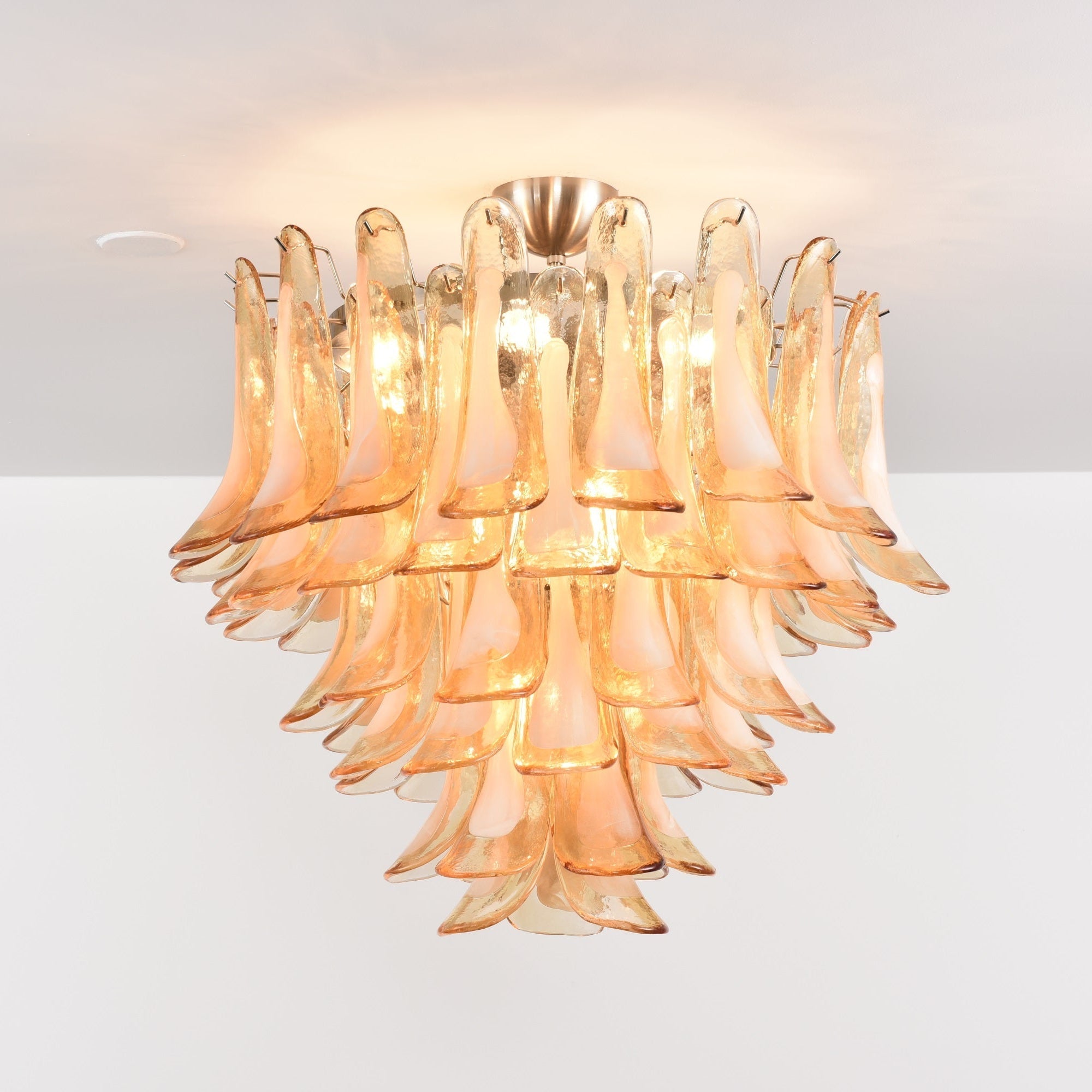 Aurora Ceiling Lamp Amber Petal Glass Layered Vintage-Neutral Decor