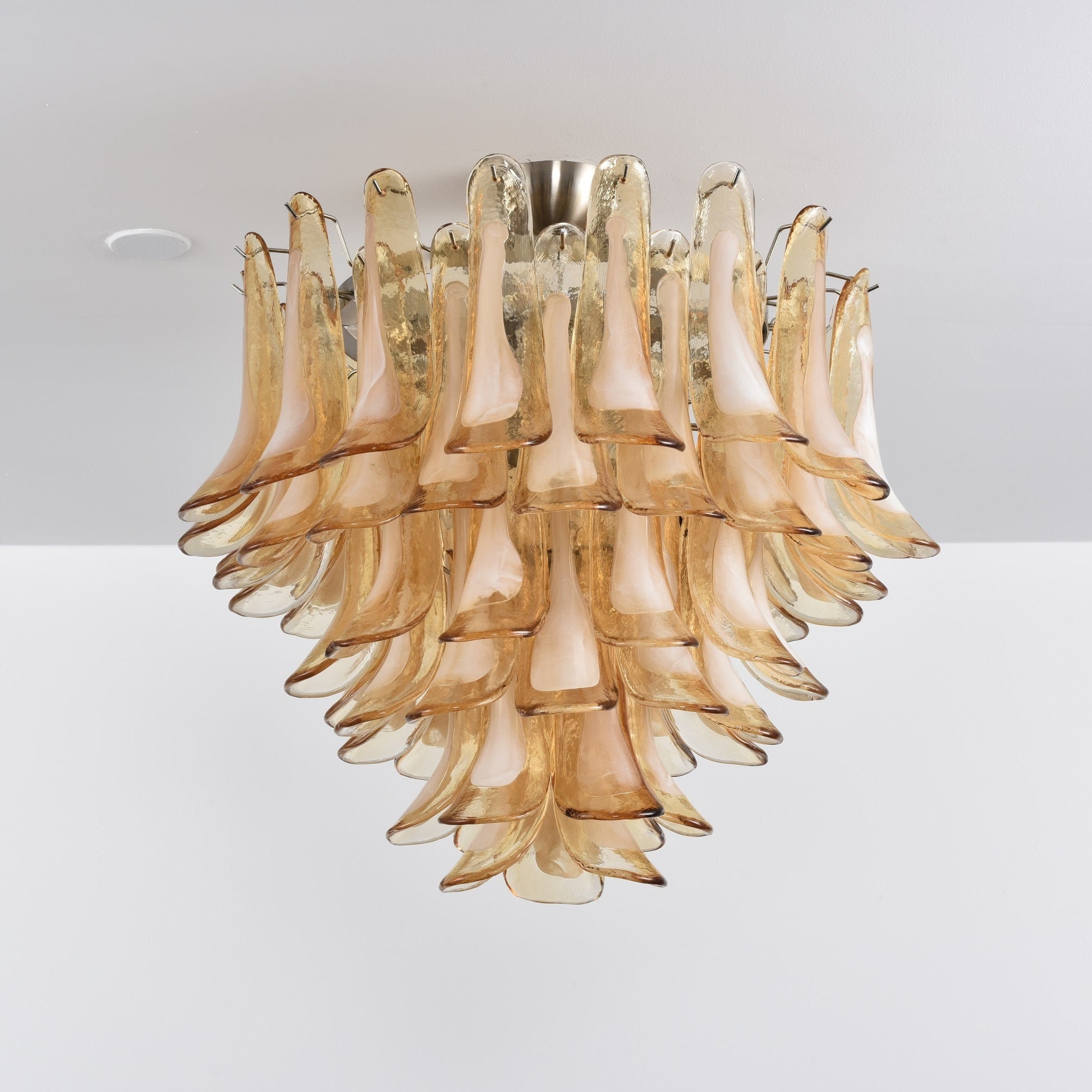 Aurora Ceiling Lamp Amber Petal Glass Layered Vintage-Neutral Decor