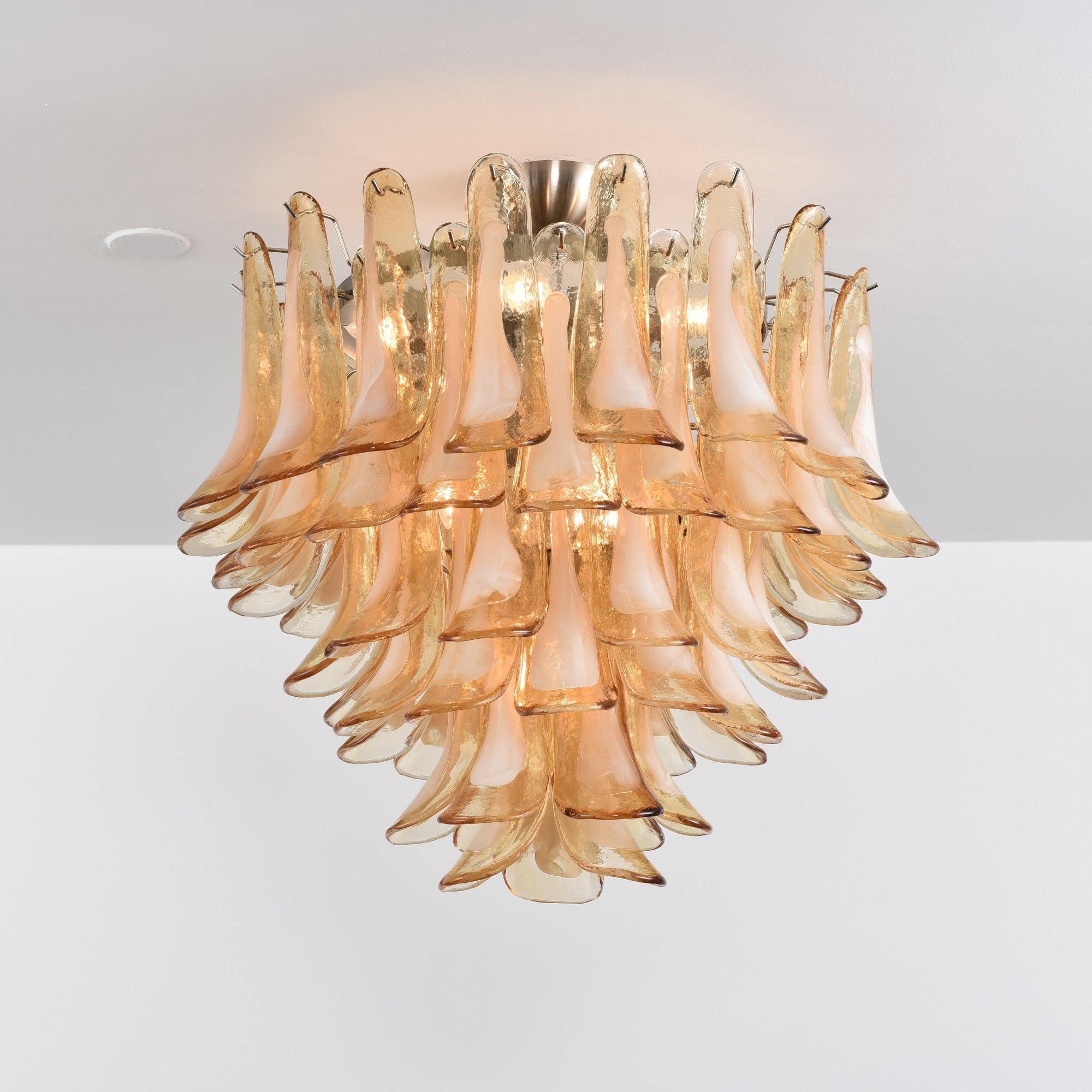 Aurora Ceiling Lamp Amber Petal Glass Layered Vintage-Neutral Decor