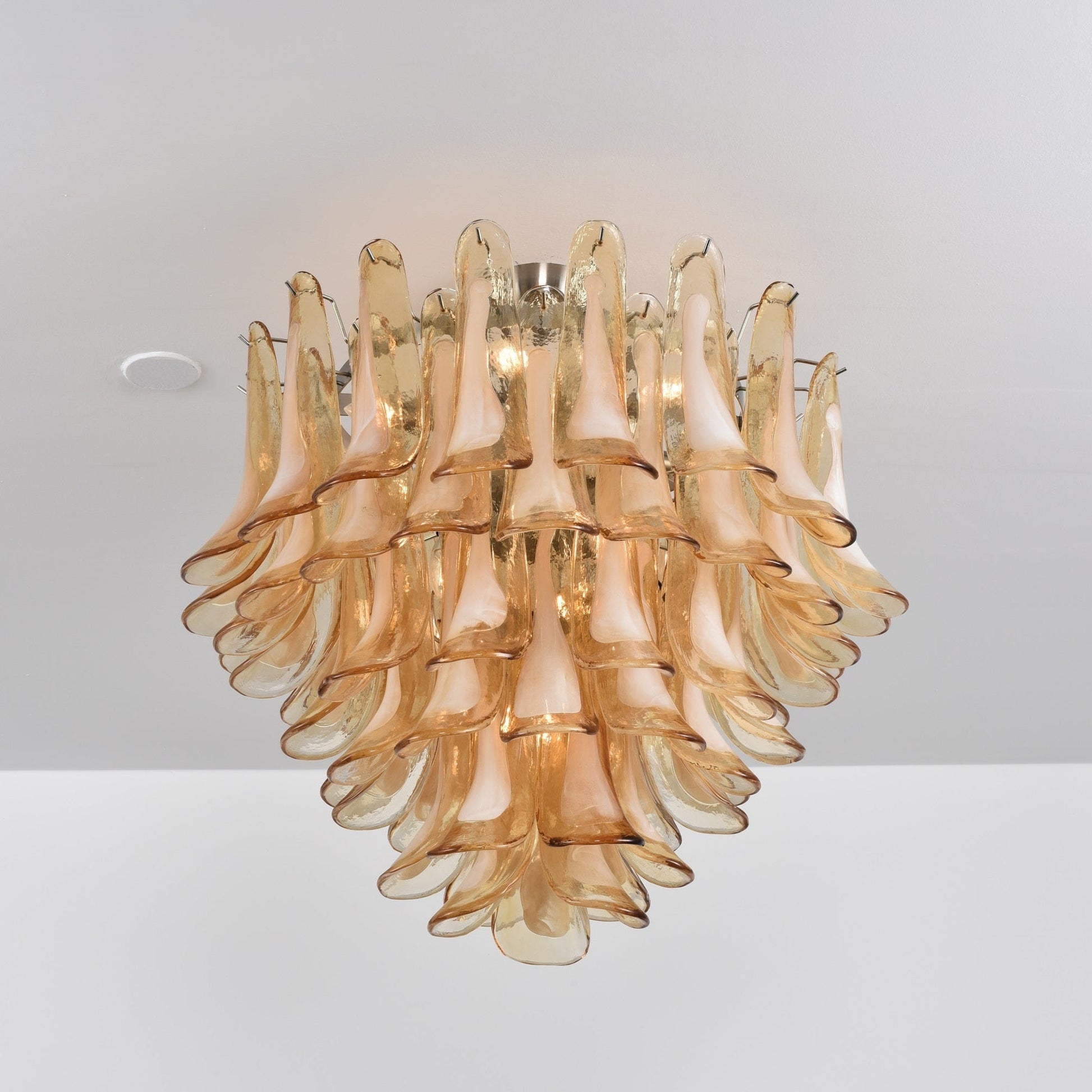 Aurora Ceiling Lamp Amber Petal Glass Layered Vintage-Neutral Decor
