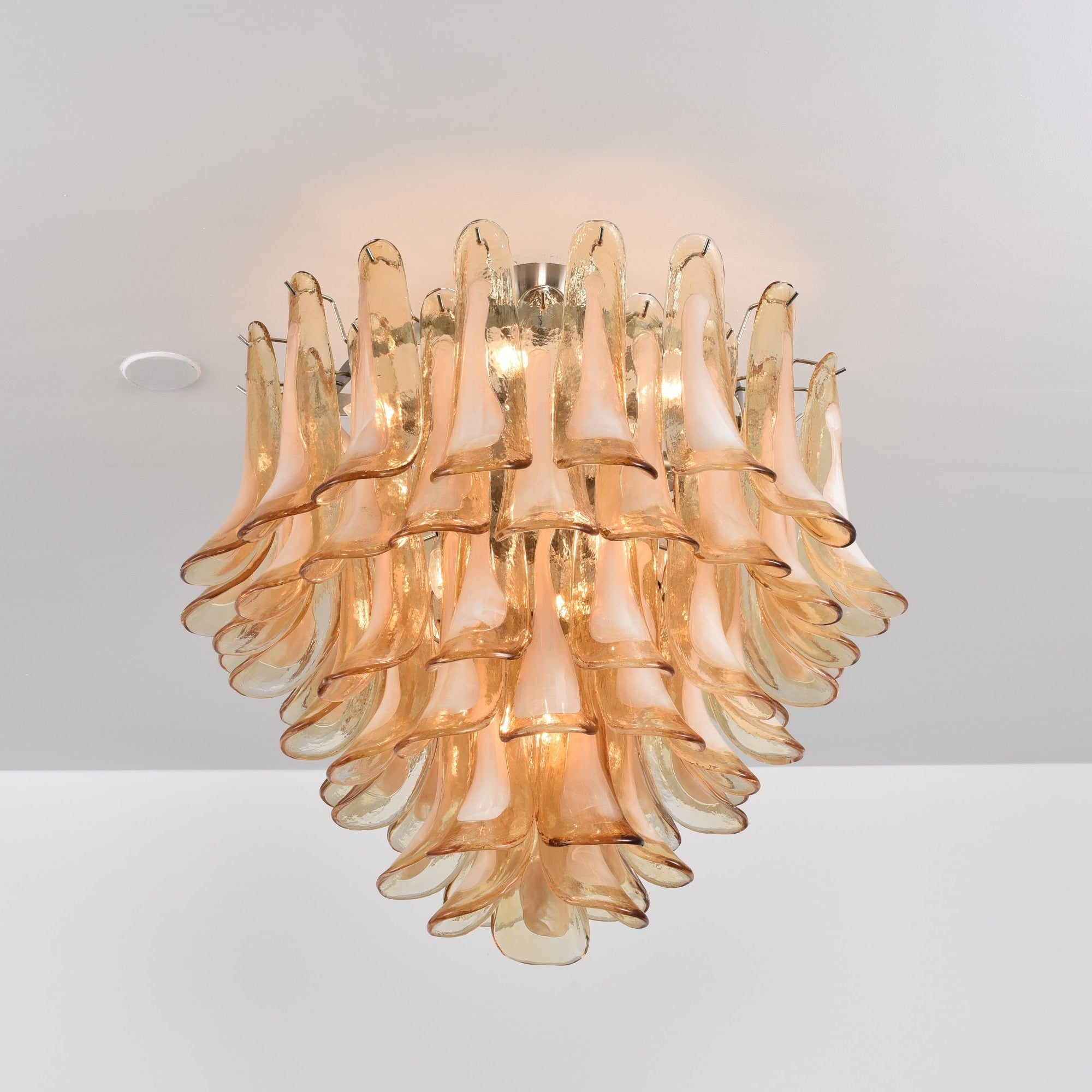 Aurora Ceiling Lamp Amber Petal Glass Layered Vintage-Neutral Decor