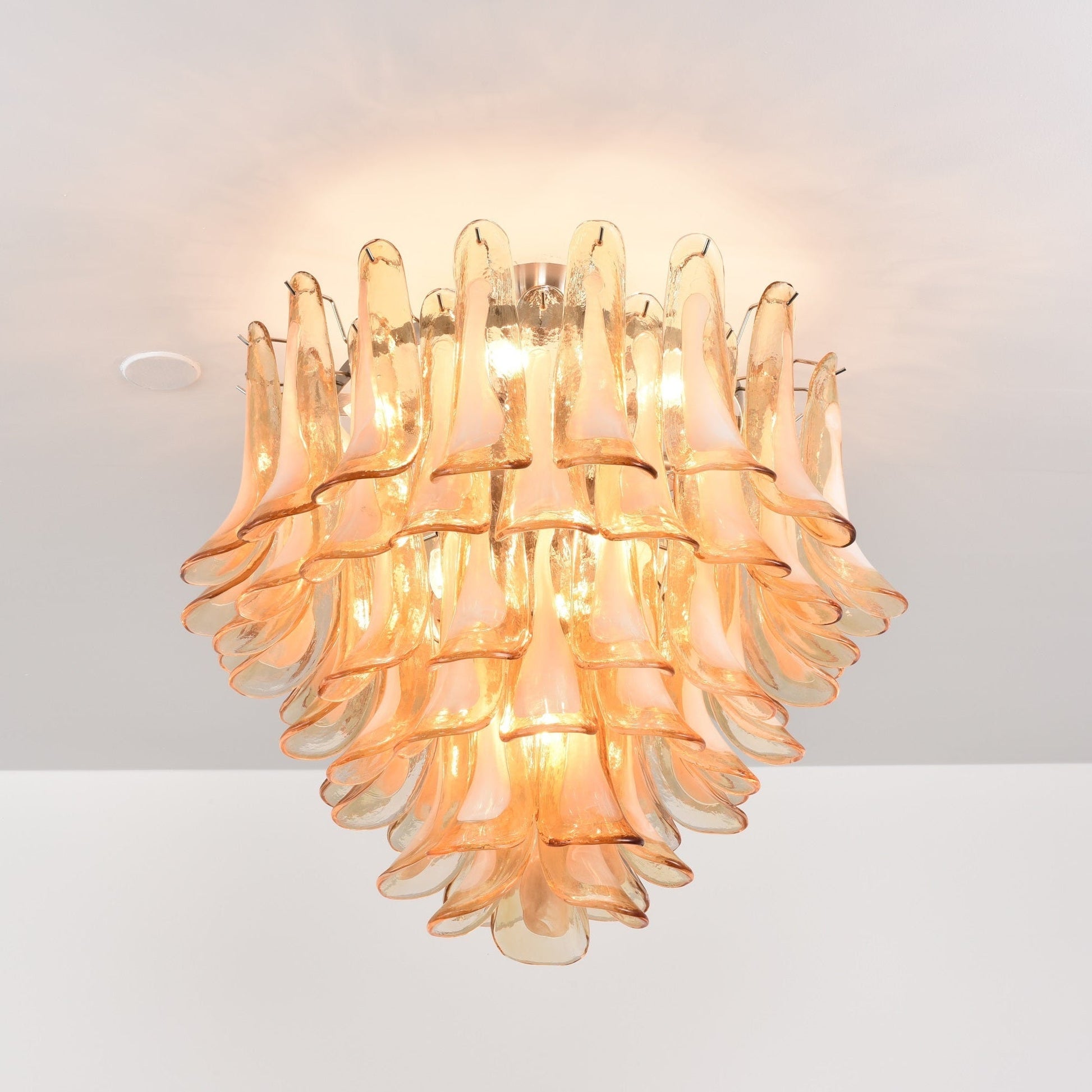 Aurora Ceiling Lamp Amber Petal Glass Layered Vintage-Neutral Decor