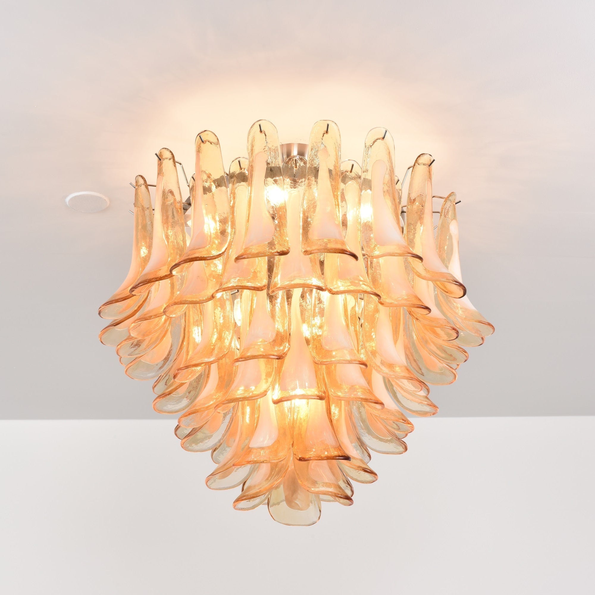 Aurora Ceiling Lamp Amber Petal Glass Layered Vintage-Neutral Decor