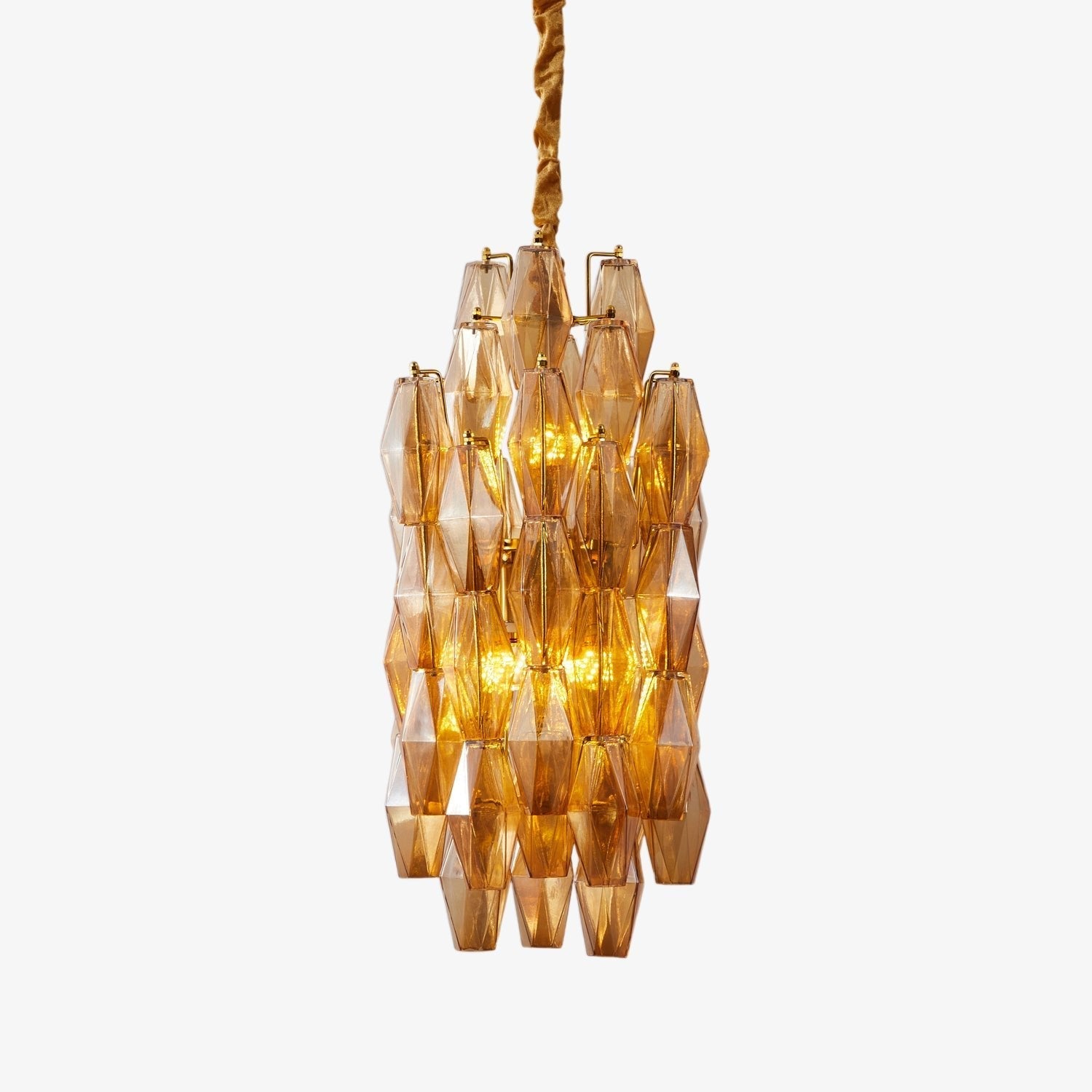 Aurora Chandelier Amber Prism Long Cascading Glass Vintage-Neutral Decor