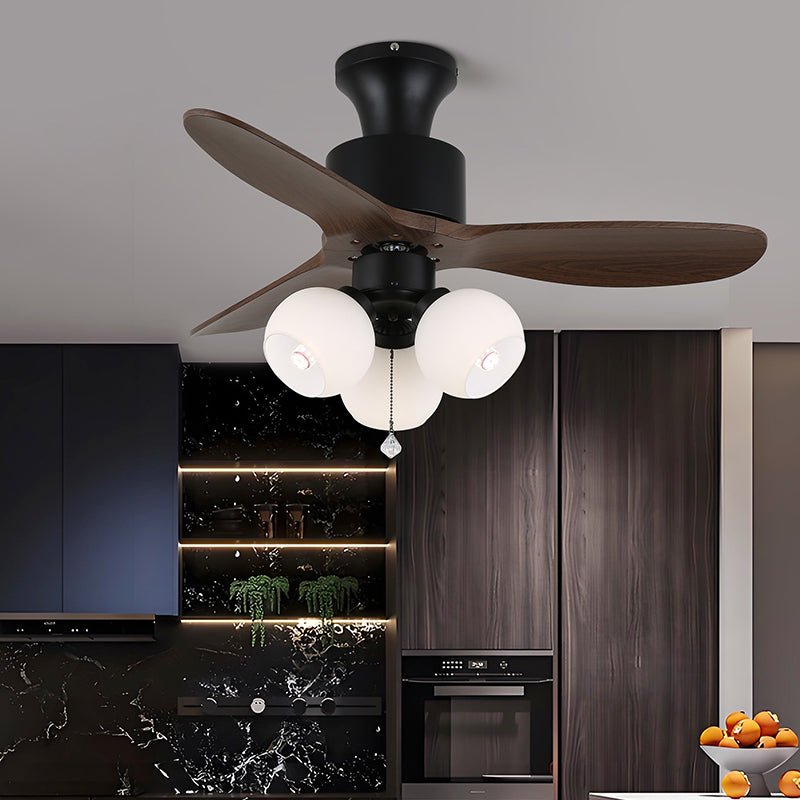 Gyr Vintage Glass Wood Ceiling Fan Light-Neutral Decor