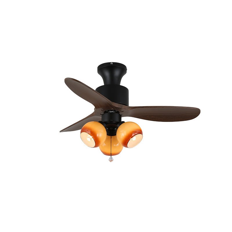 Gyr Vintage Glass Wood Ceiling Fan Light-Neutral Decor