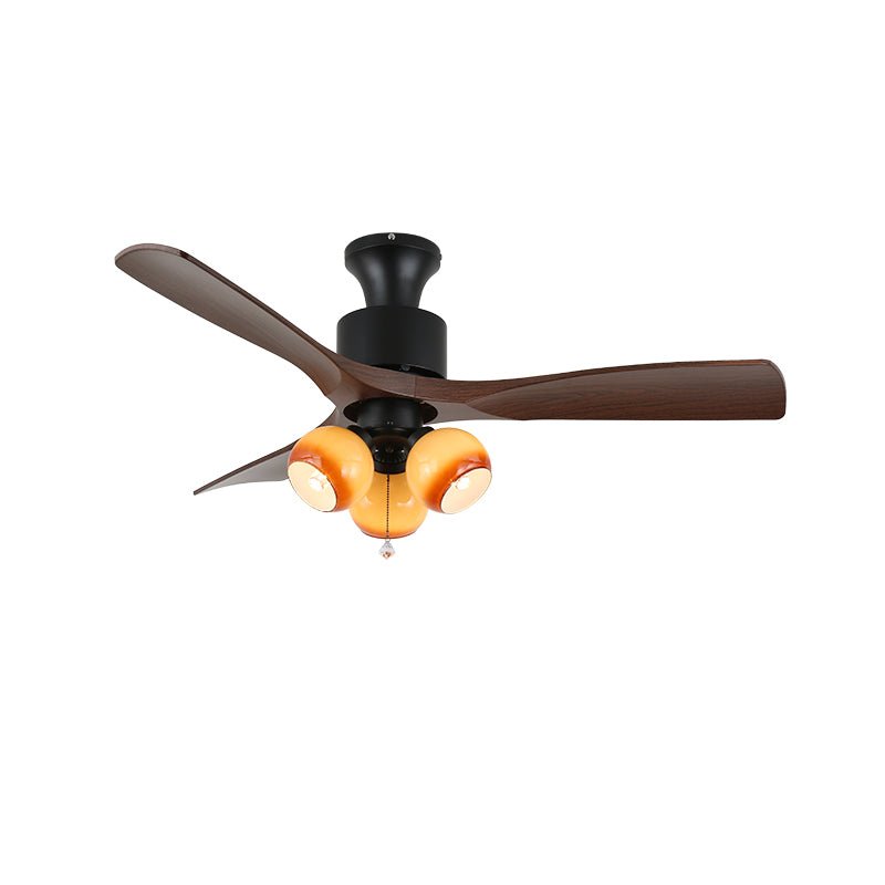 Gyr Vintage Glass Wood Ceiling Fan Light-Neutral Decor