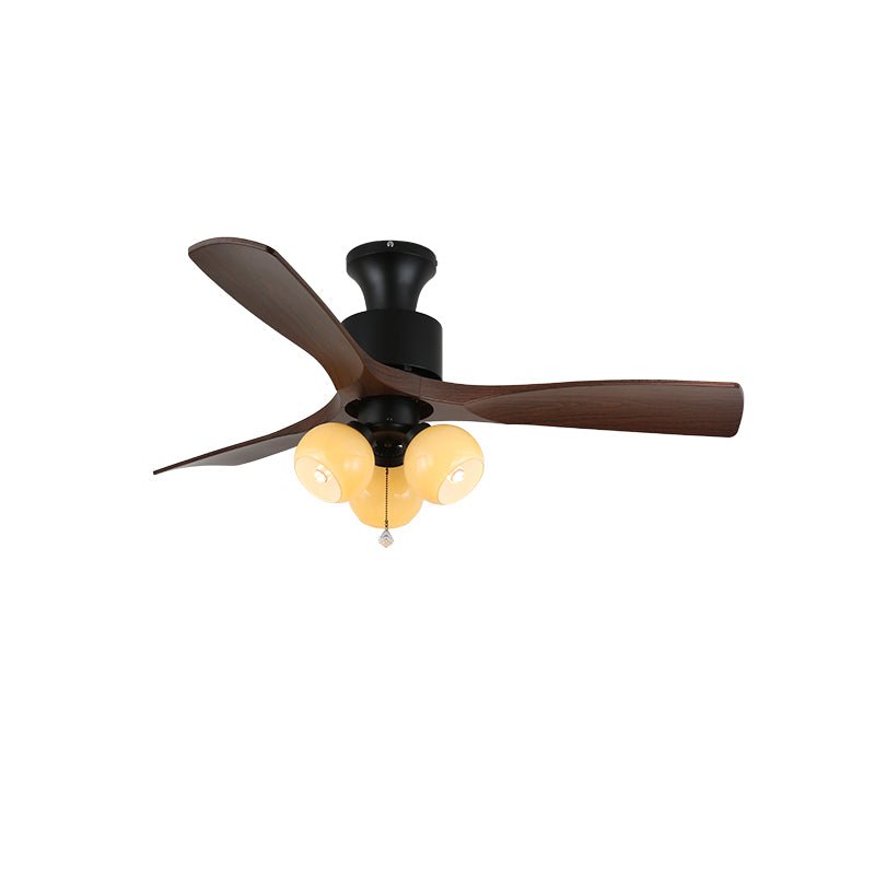 Gyr Vintage Glass Wood Ceiling Fan Light-Neutral Decor
