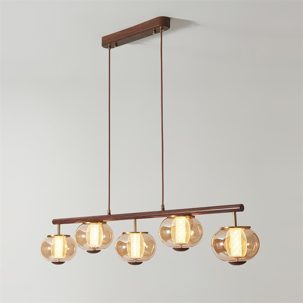 Alviora Pendant Lamp Wood Glass Linear Japandi-Neutral Decor