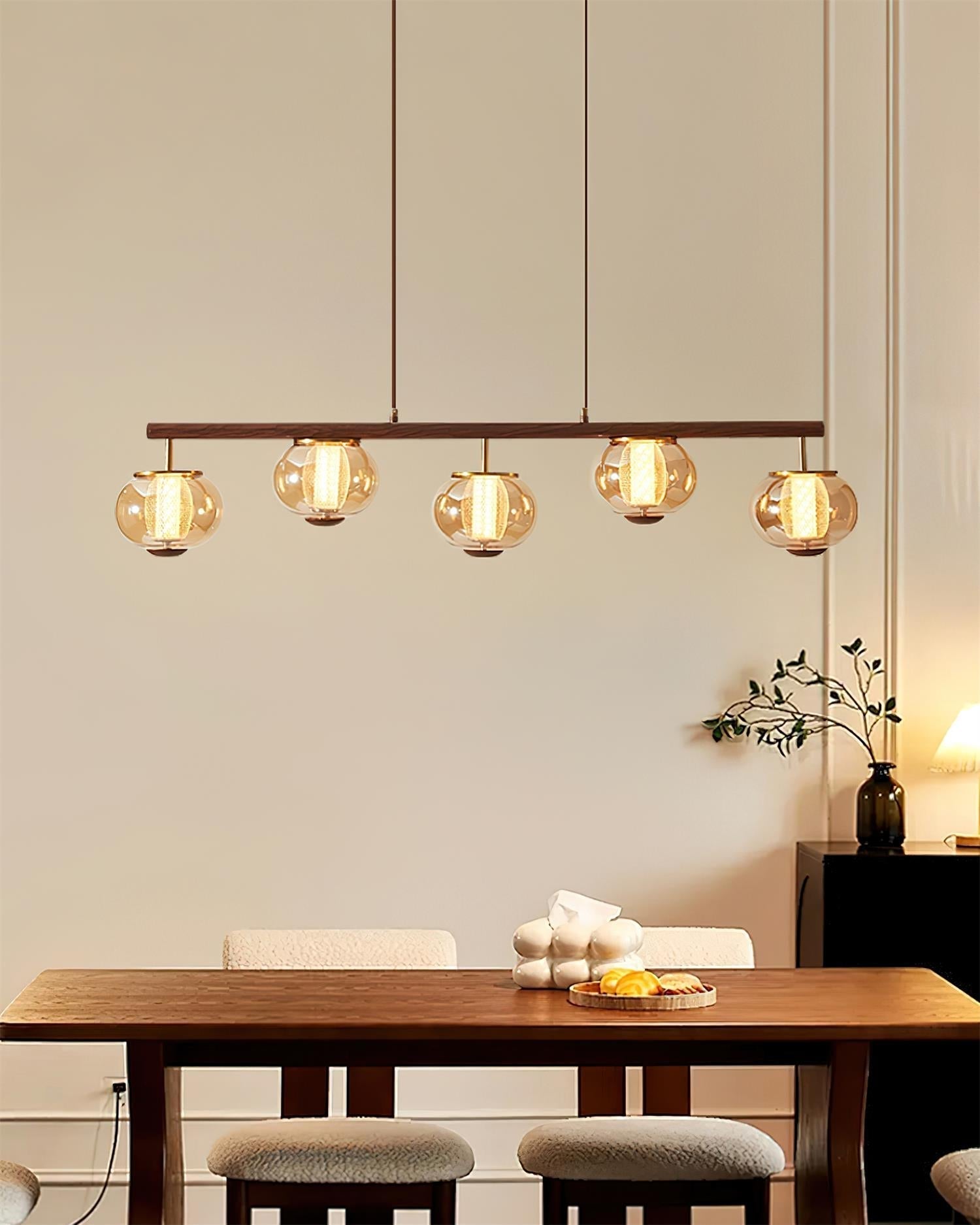 Alviora Pendant Lamp Wood Glass Linear Japandi-Neutral Decor