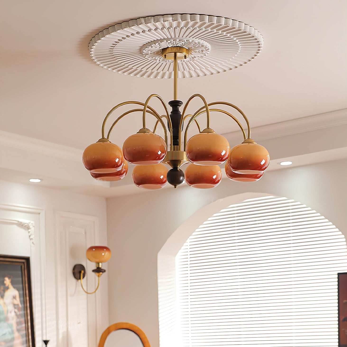 Aurora Chandelier Amberly Arch Curved Arms-Neutral Decor