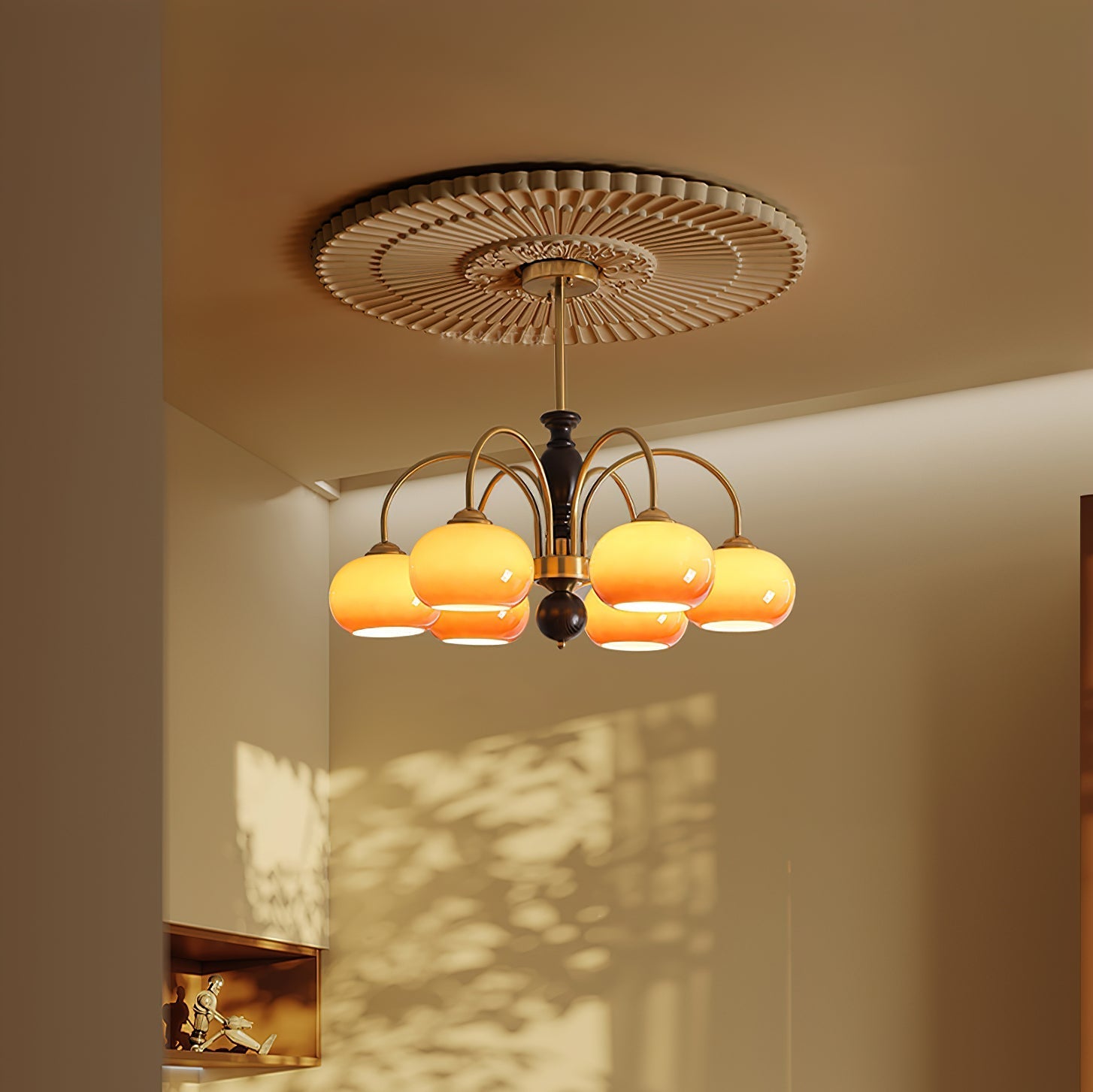 Aurora Chandelier Amberly Arch Curved Arms-Neutral Decor