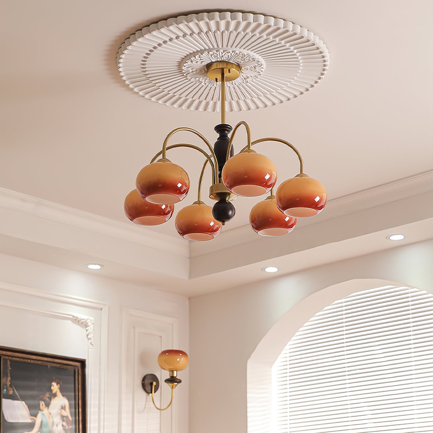 Aurora Chandelier Amberly Arch Curved Arms-Neutral Decor