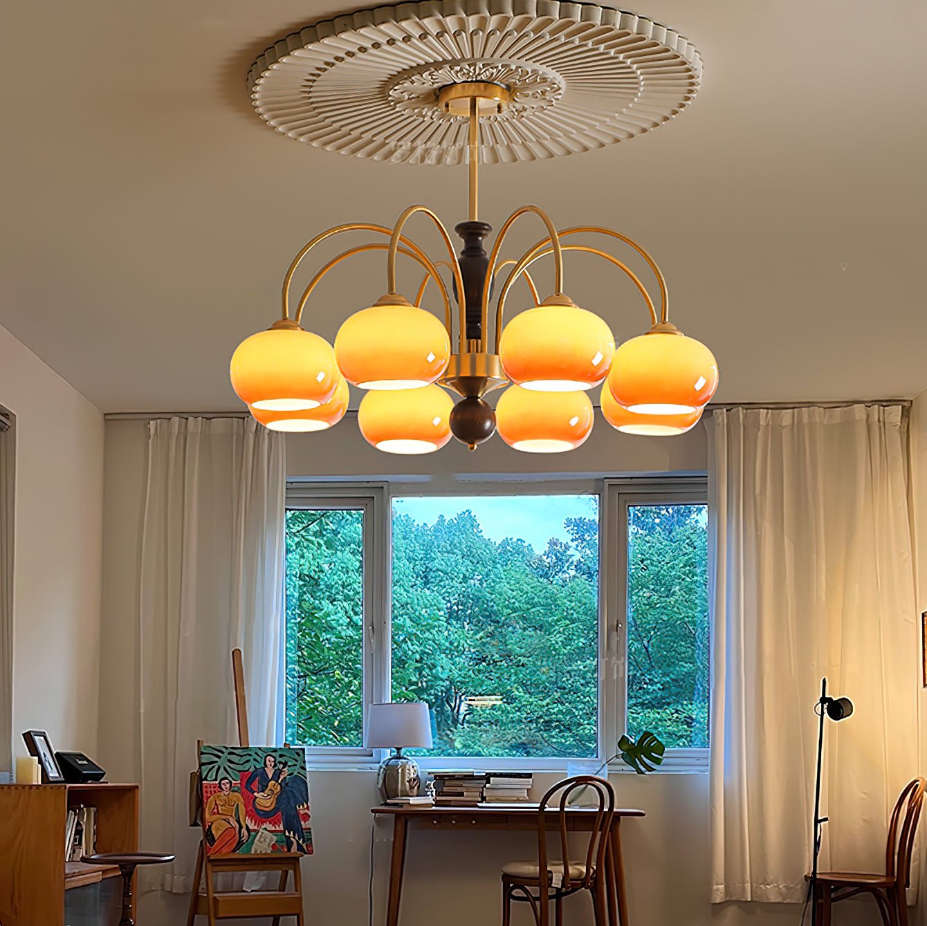 Aurora Chandelier Amberly Arch Curved Arms-Neutral Decor