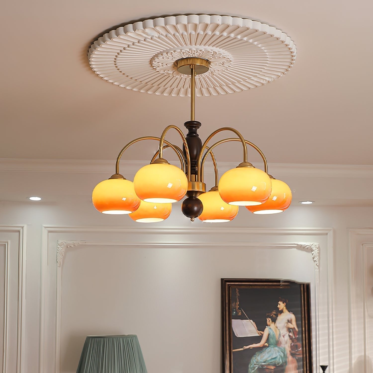 Aurora Chandelier Amberly Arch Curved Arms-Neutral Decor