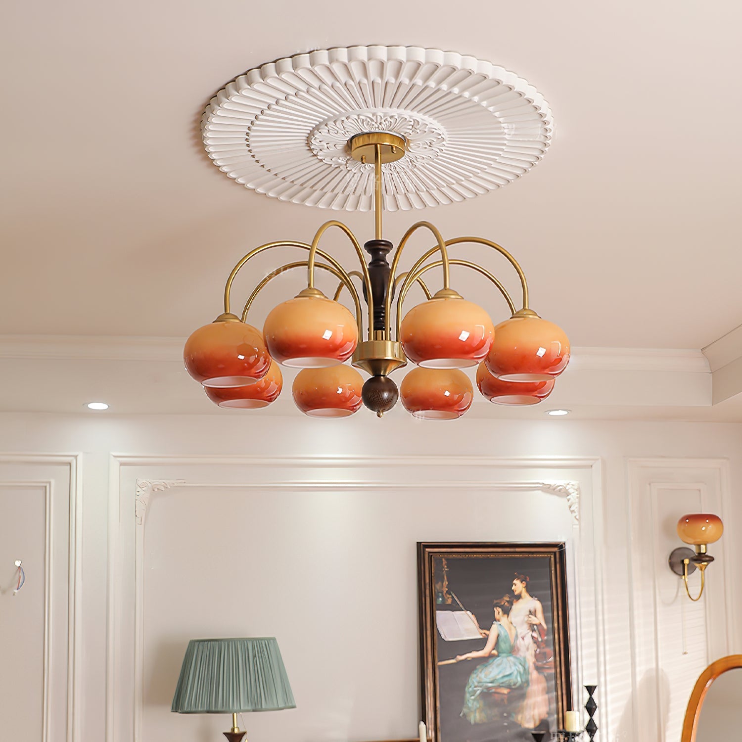 Aurora Chandelier Amberly Arch Curved Arms-Neutral Decor