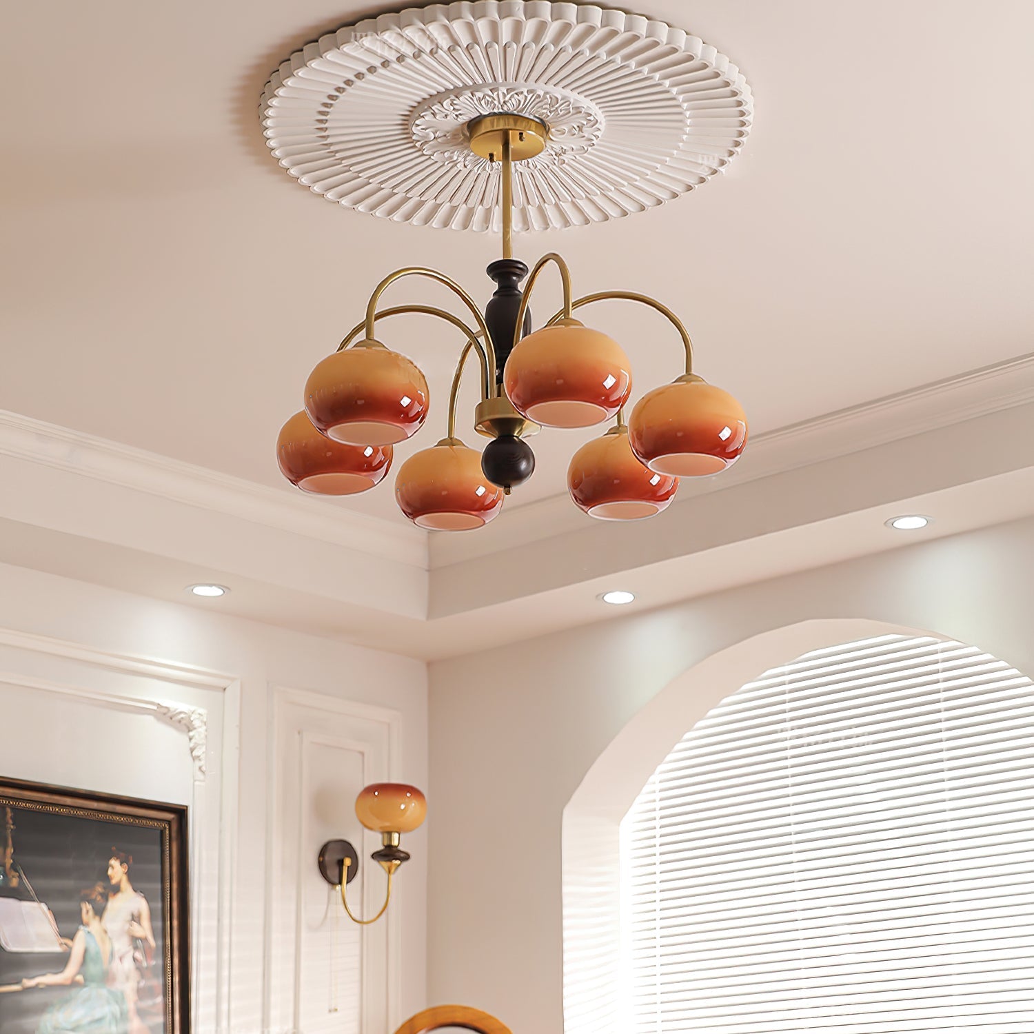 Aurora Chandelier Amberly Arch Curved Arms-Neutral Decor