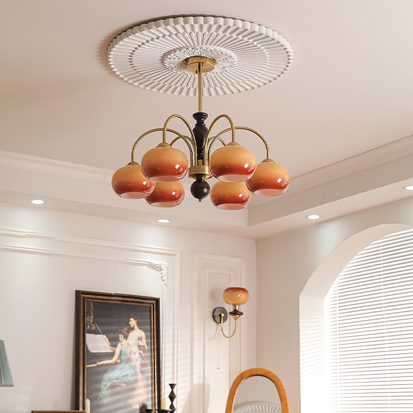 Aurora Chandelier Amberly Arch Curved Arms-Neutral Decor