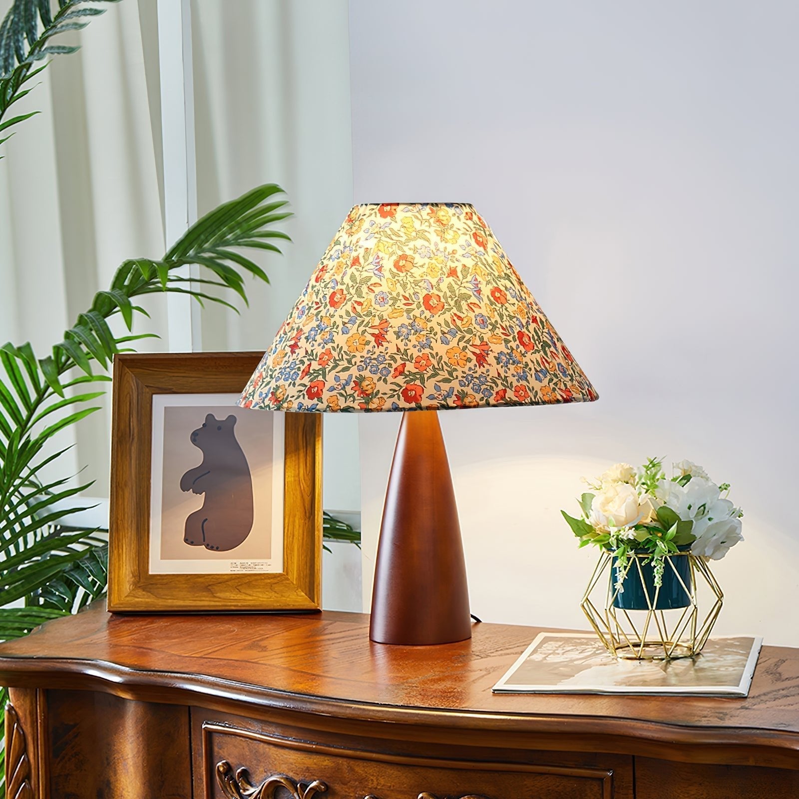 Ber Vintage Wood Table Lamp-Neutral Decor